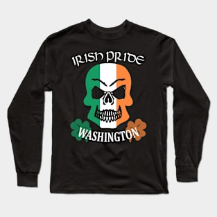Saint Patrick's Day Washington Irish American Shamrock Skull Pride Long Sleeve T-Shirt